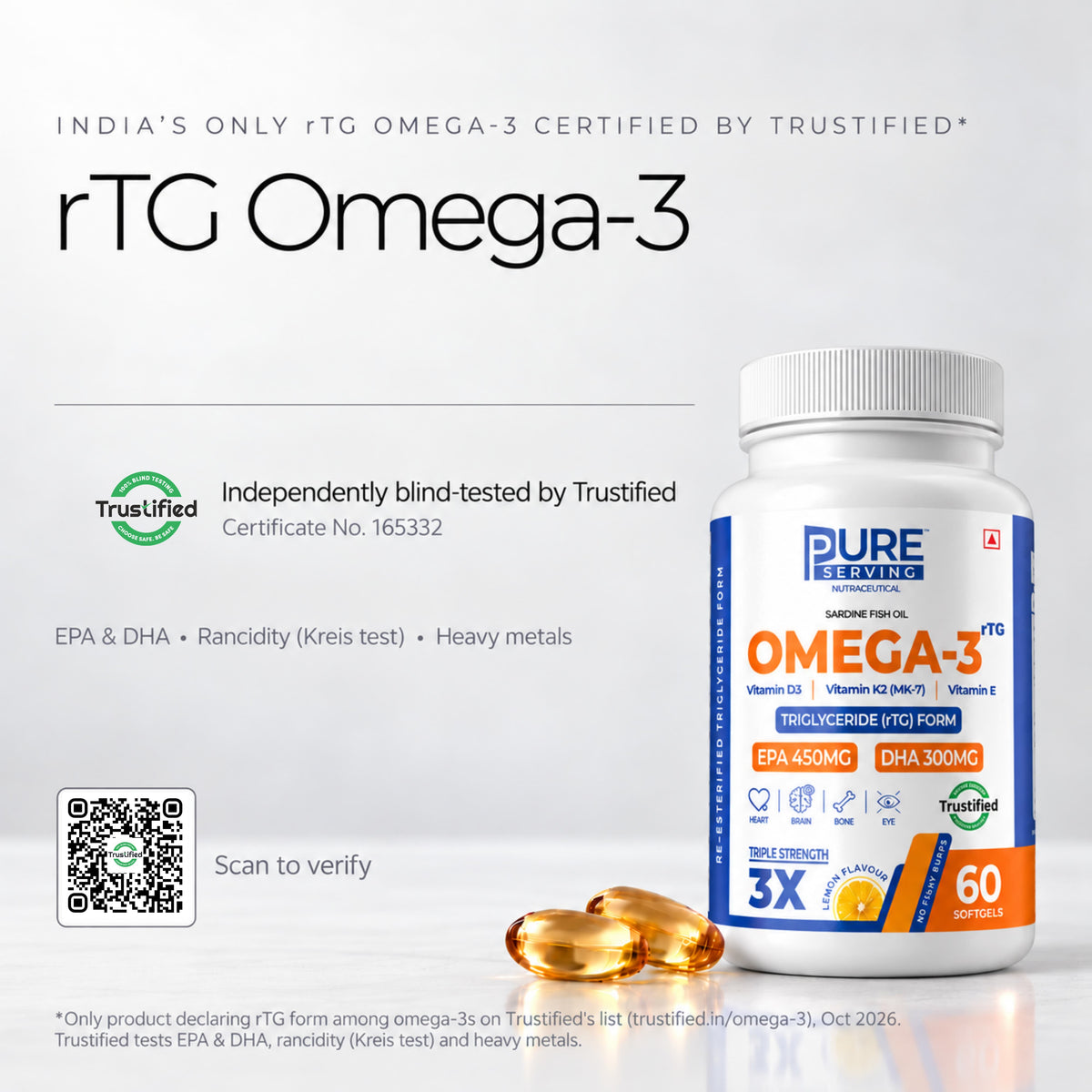 Pure Serving Triple Strength rTG Omega-3 Fish Oil PURE SERVING
