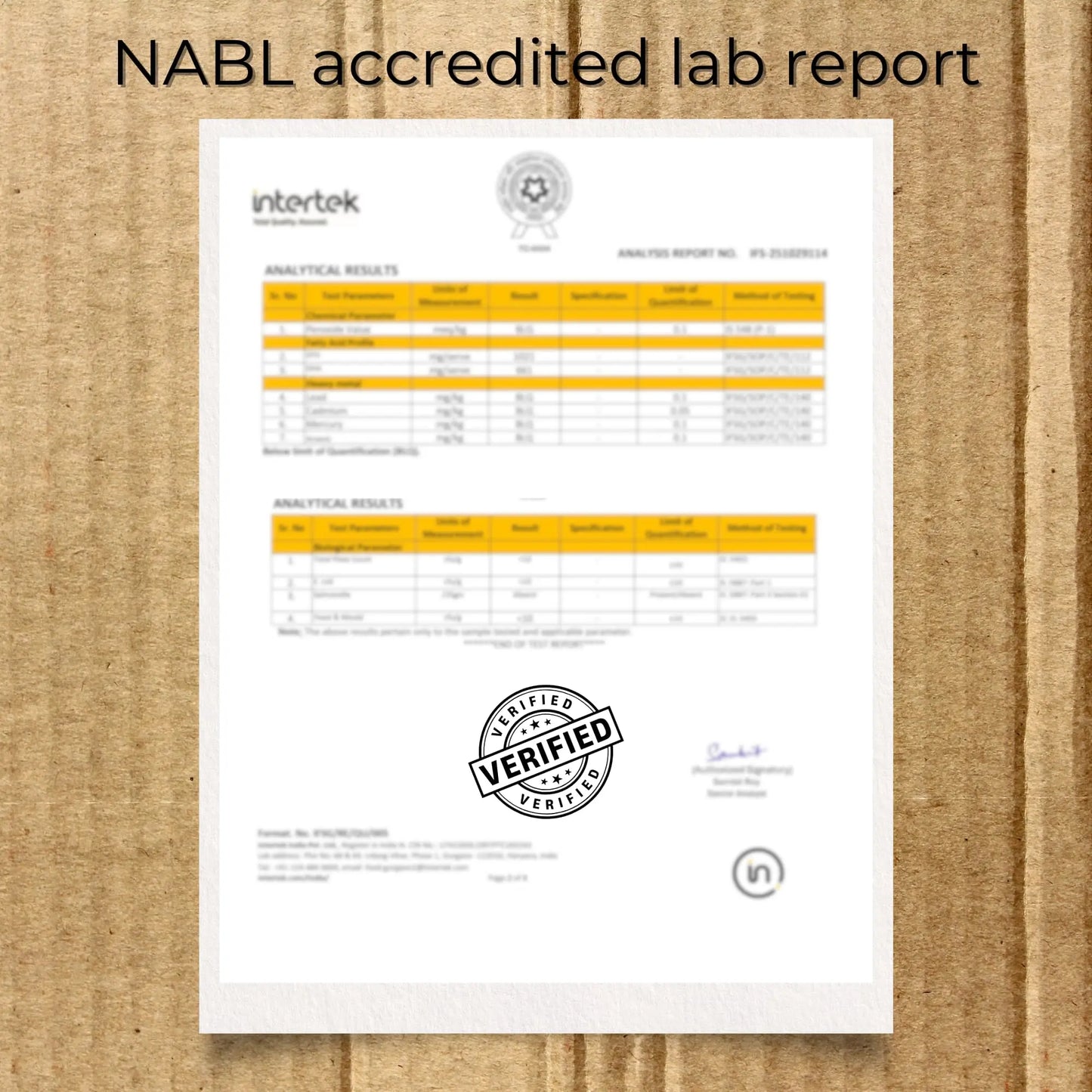 COA & NABL Certified Lab Report – Printed Copy with Order