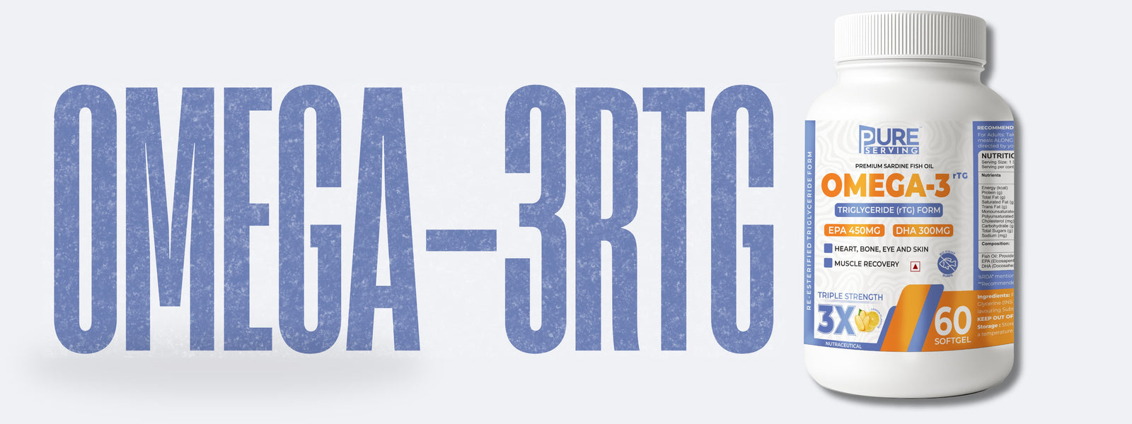 PURE SERVING rTG Omega 3 Fish Oil Banner