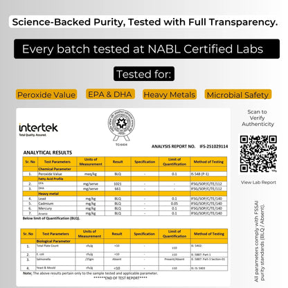 Premium 3X Strength Omega-3 Fish Oil (Re-Esterified Triglyceride rTG) with Vitamin D3, K2-MK7 & Vitamin E, Lemon Flavour - PURE SERVING