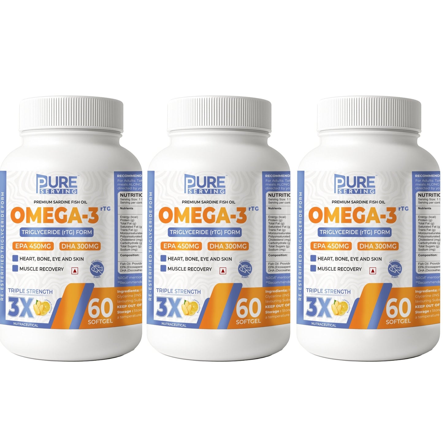 PURE SERVING Fish Oil Supplement – High Absorption Re-Esterified Triglyceride Form