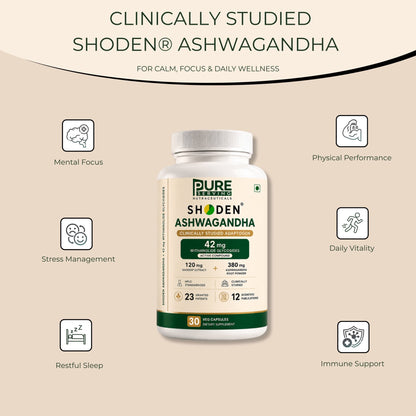 PURE SERVING Shoden® Ashwagandha | Veg Capsules - PURE SERVING