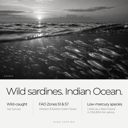 Source: wild-caught sardines from the Indian Ocean, FAO fishing zones 51 and 57