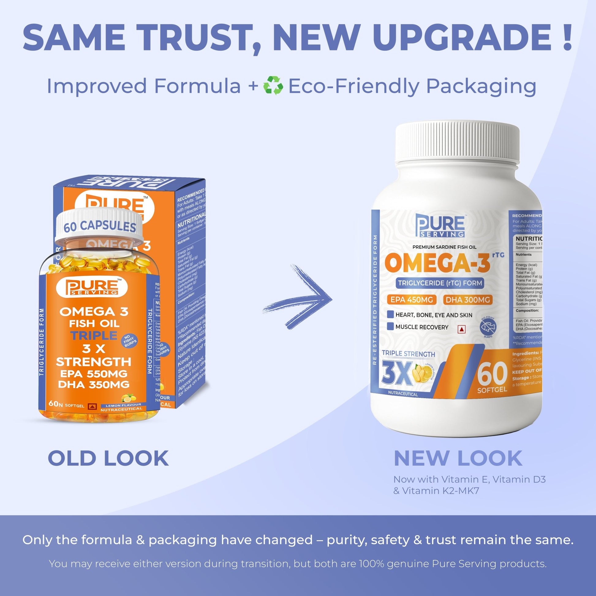 Triple 3X Strength 450mg EPA & 300mg DHA Re - esterified Triglyceride (rTG) form Omega 3 Fish Oil - Lemon Flavor - 60SoftGels