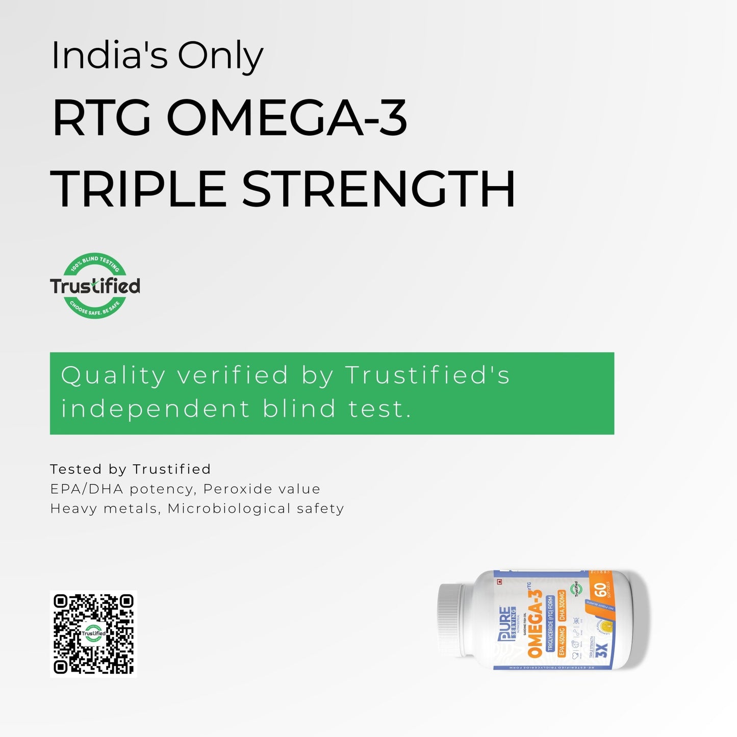 Triple Strength rTG Omega - 3 Fish Oil Softgels | 450mg EPA + 300mg DHA with Vitamin D3, K2 & E - PURE SERVING